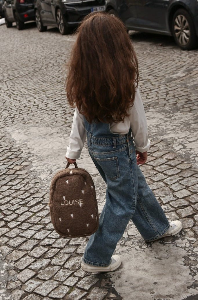 Dětský batoh STUDIO NOOS Brown Teddy Hearts - Se jménem | Lavly.cz
