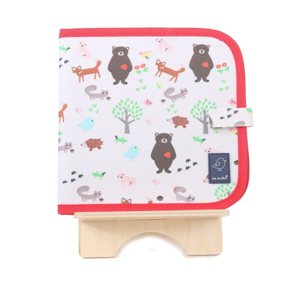 Kreslicí knížka s křídami JAQ JAQ BIRD Lesní zvířátka Červená | Stylové doplňky pro děti a ženy | Lavly.cz