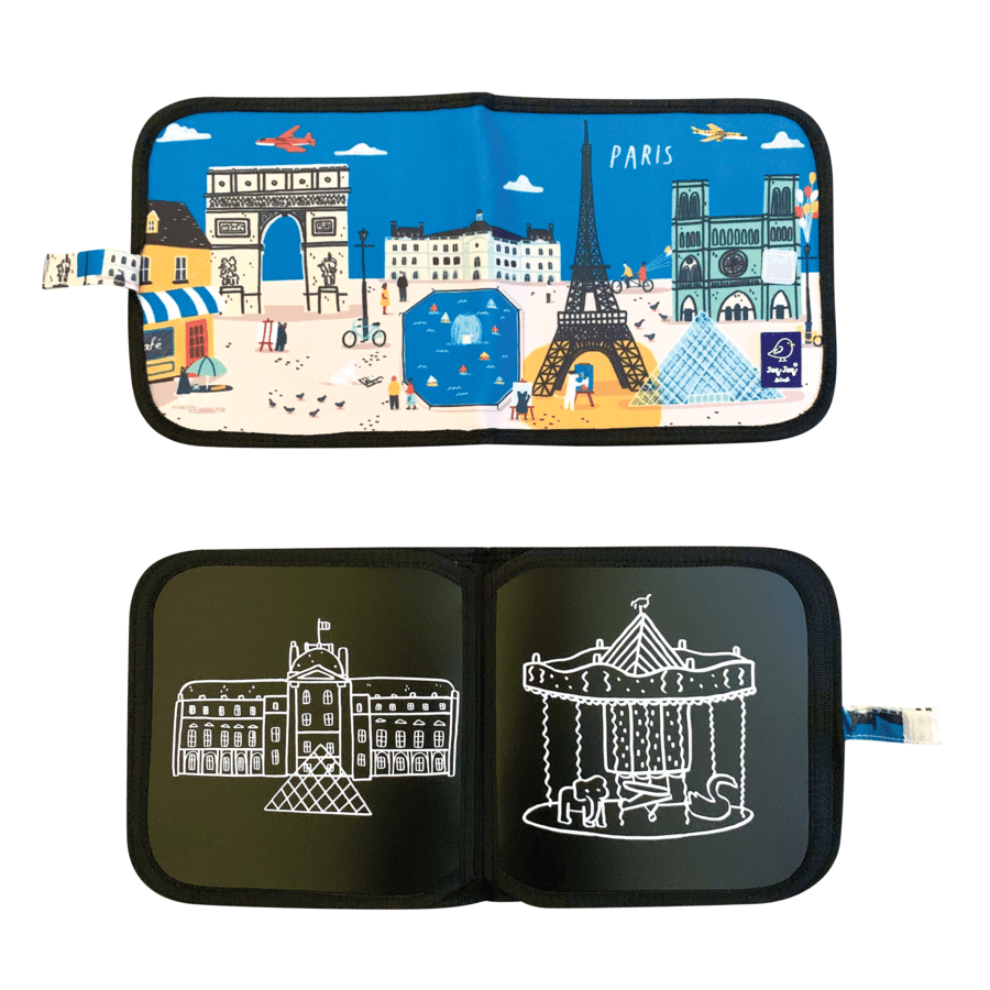 Kreslicí knížka s křídami/Omalovánka JAQ JAQ BIRD METROPOLE Paříž | Stylové doplňky pro děti a ženy | Lavly.cz