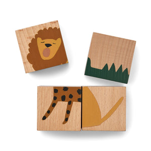 Dřevěné kostky / puzzle LIEWOOD Aage Zvířátka All Together
