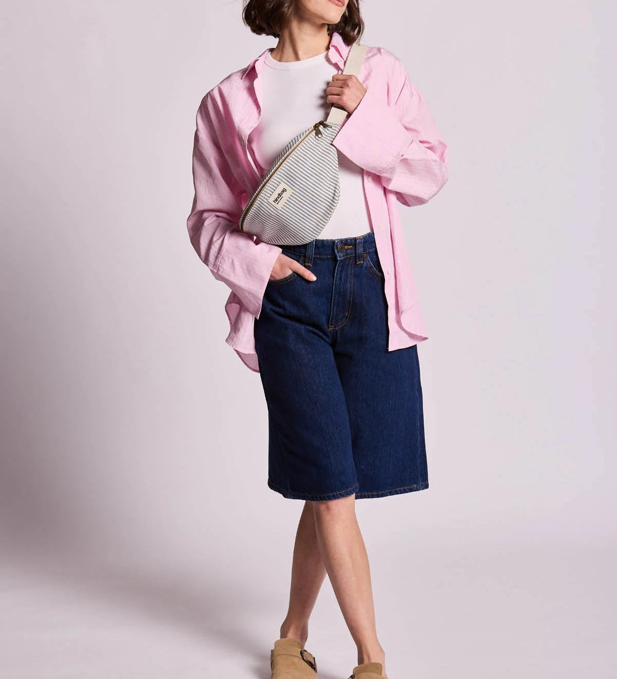 Crossbody ledvinka HINDBAG Olivia Blue Stripes | Lavly.cz