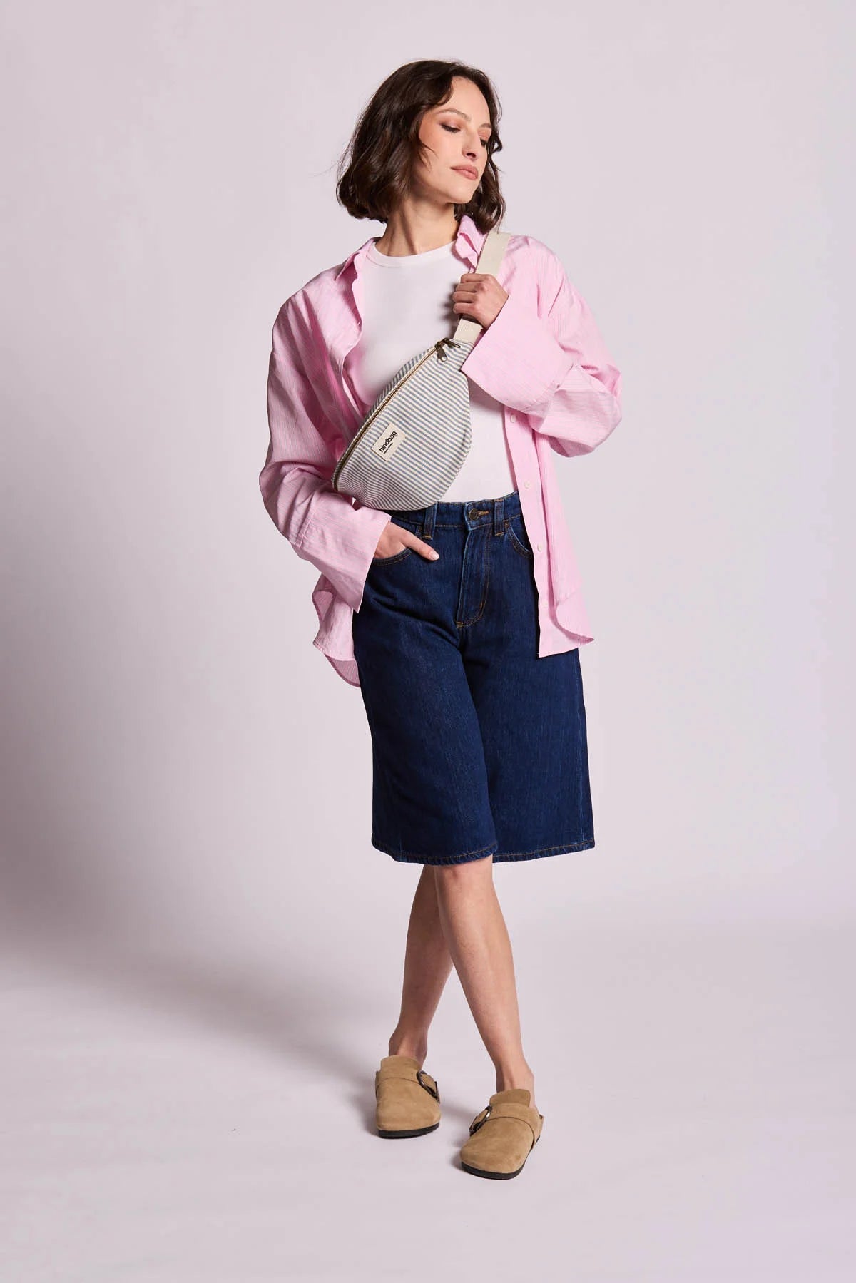 Crossbody ledvinka HINDBAG Olivia Blue Stripes | Lavly.cz