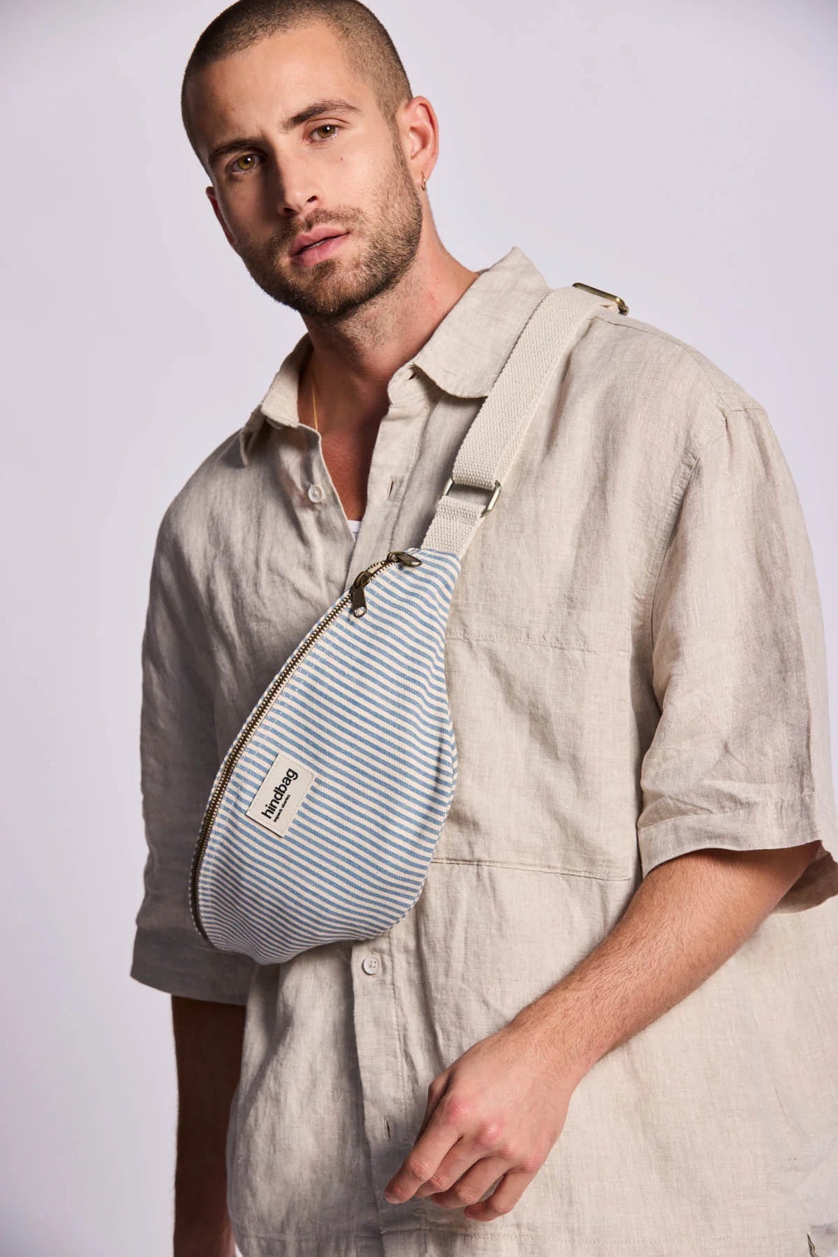 Crossbody ledvinka HINDBAG Olivia Blue Stripes | Lavly.cz