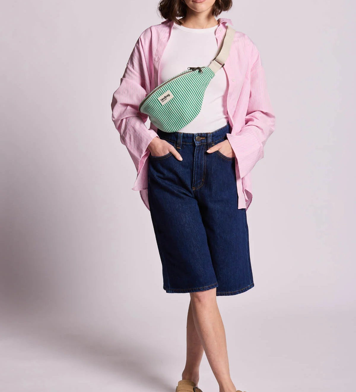 Crossbody ledvinka HINDBAG Olivia Green Stripes | Lavly.cz