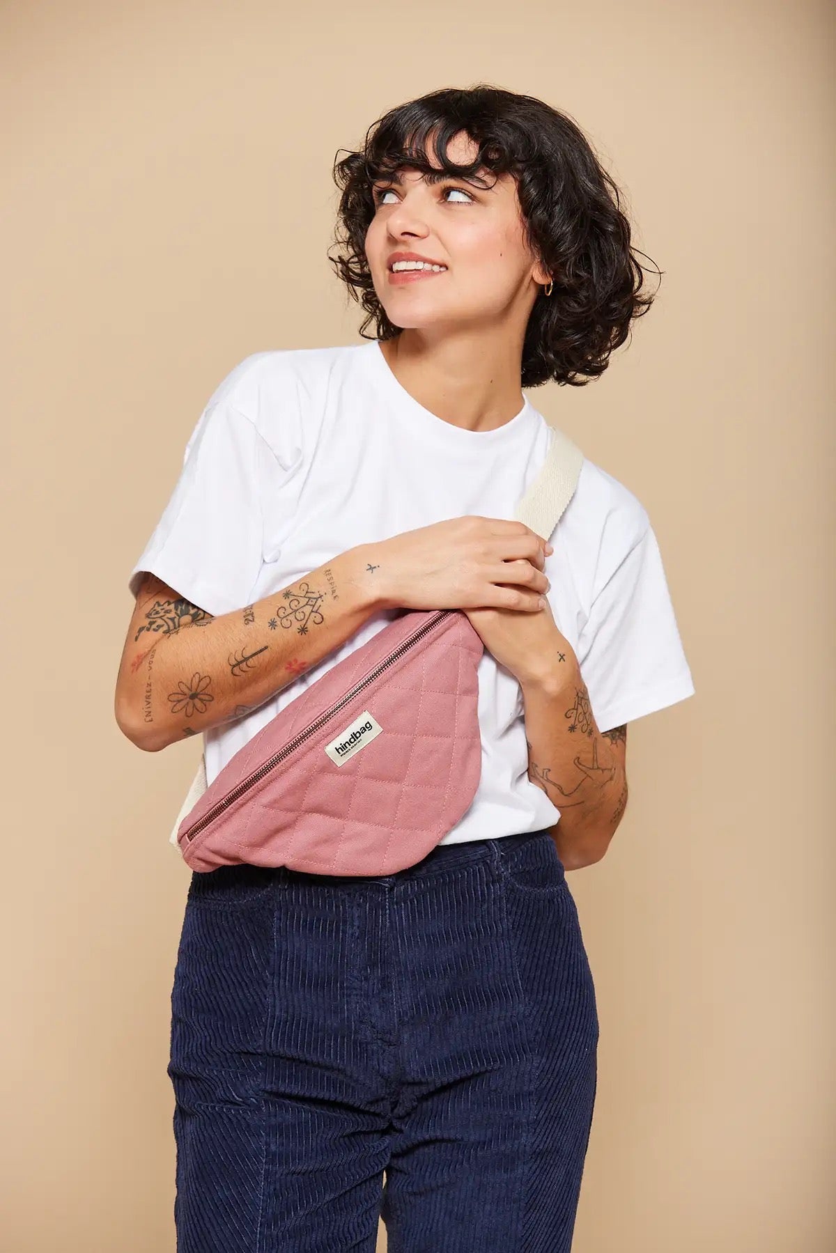 Crossbody ledvinka HINDBAG Olivia Quilted Blush Pink | Lavly.cz