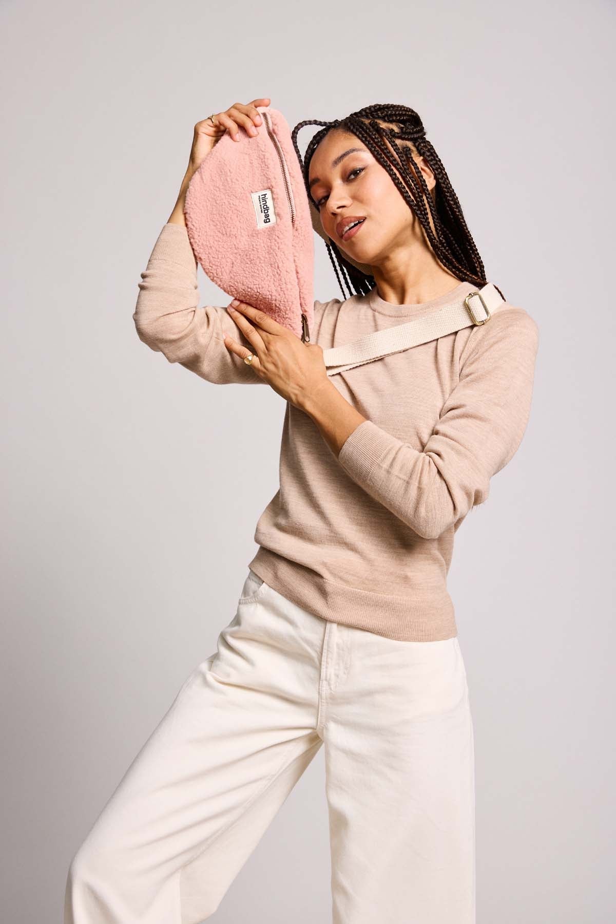 Crossbody ledvinka HINDBAG Olivia Teddy Powder Pink | Lavly.cz