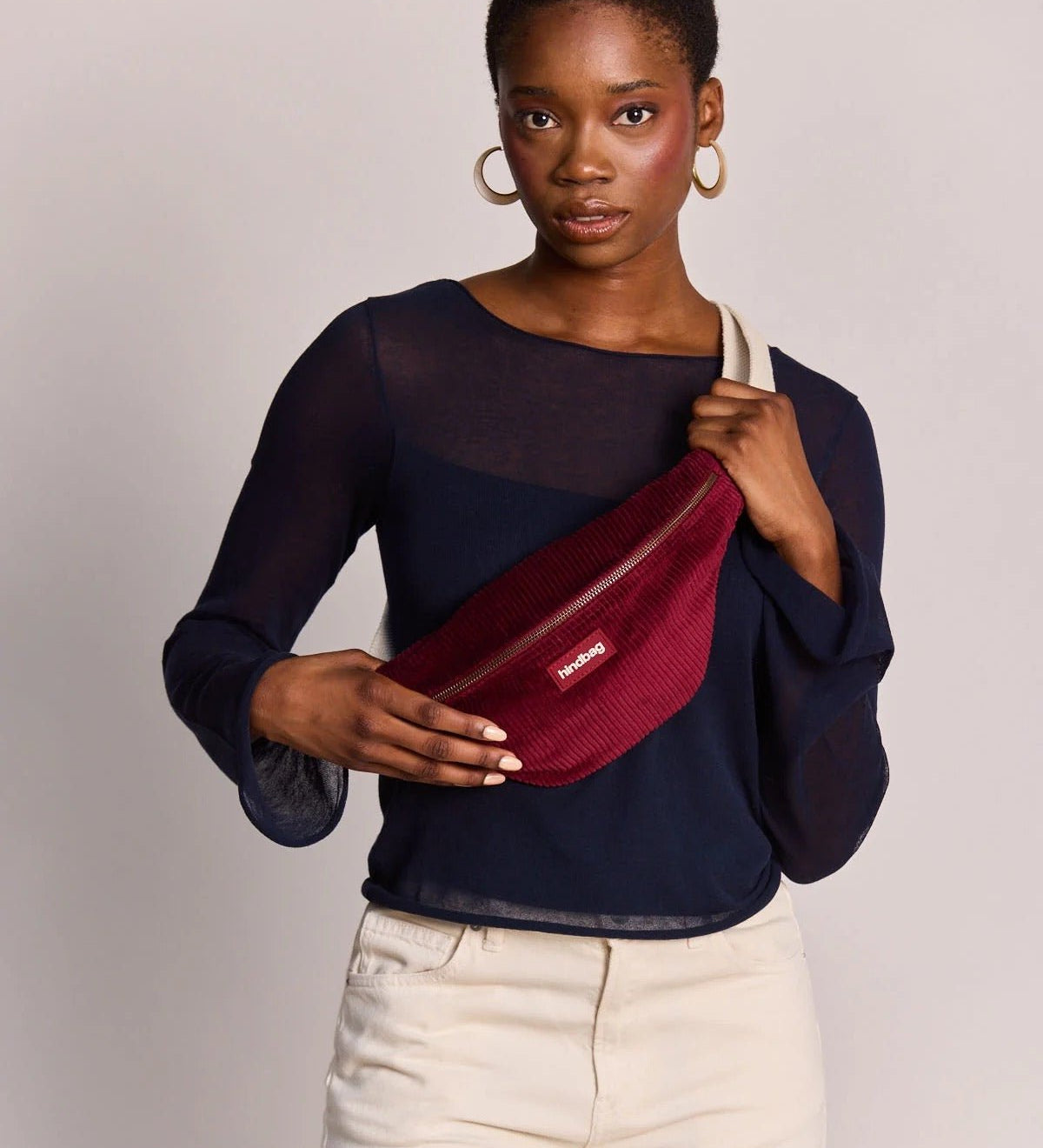Crossbody ledvinka HINDBAG Olivia Velvet Burgundy | Lavly.cz