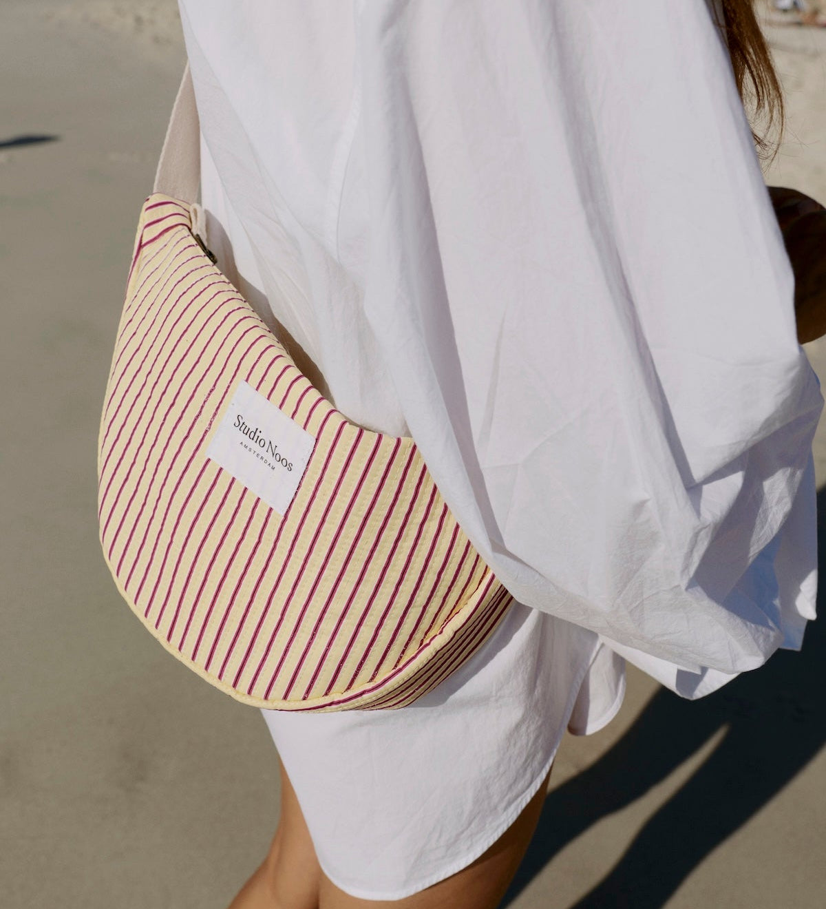 Crossbody ledvinka STUDIO NOOS Butter Yellow Poplin Striped | Lavly.cz