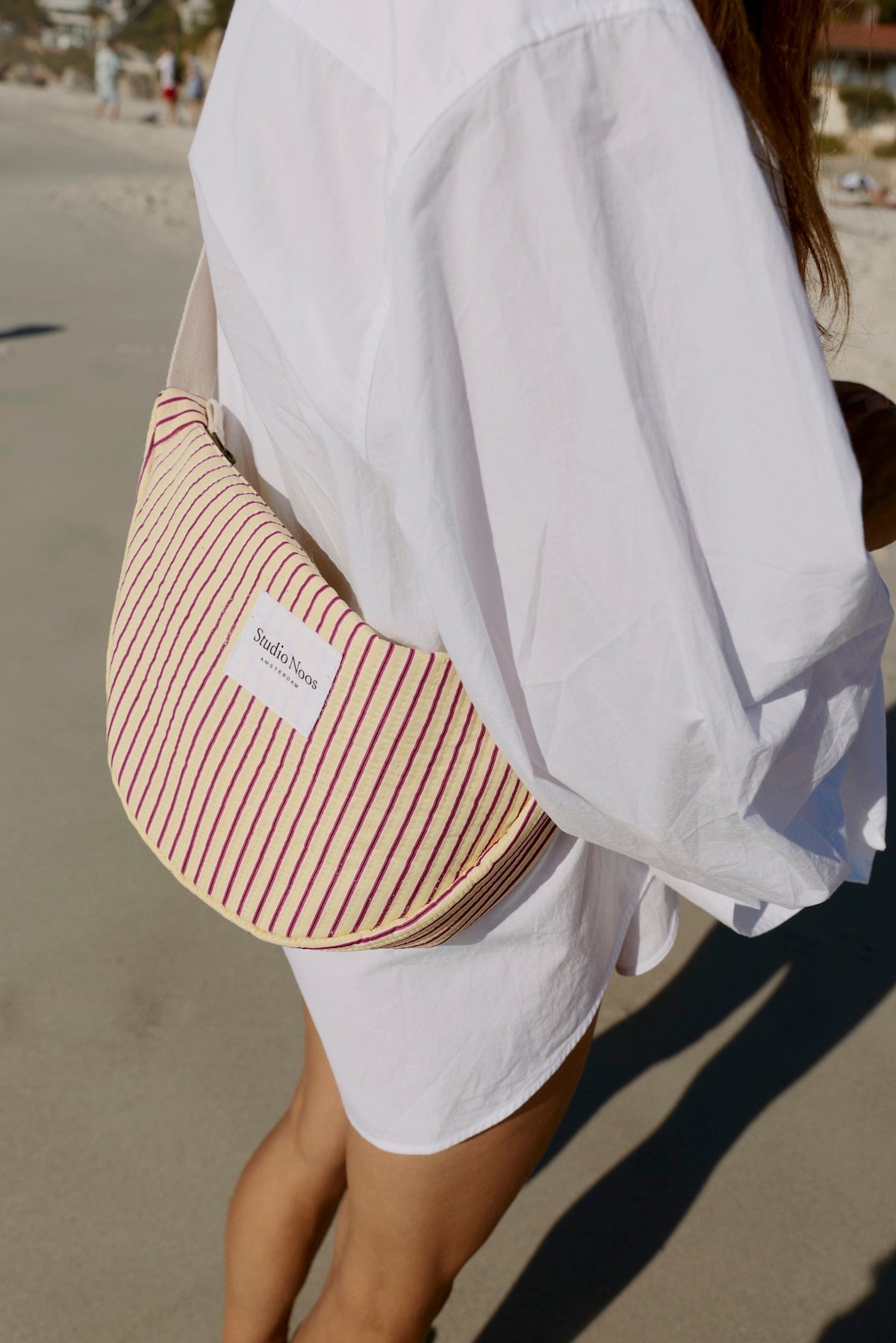 Crossbody ledvinka STUDIO NOOS Butter Yellow Poplin Striped | Lavly.cz