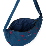Crossbody ledvinka STUDIO NOOS Dark Blue Red Hearts Denim | Lavly.cz