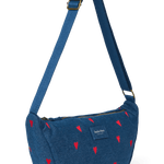 Crossbody ledvinka STUDIO NOOS Dark Blue Red Hearts Denim | Lavly.cz