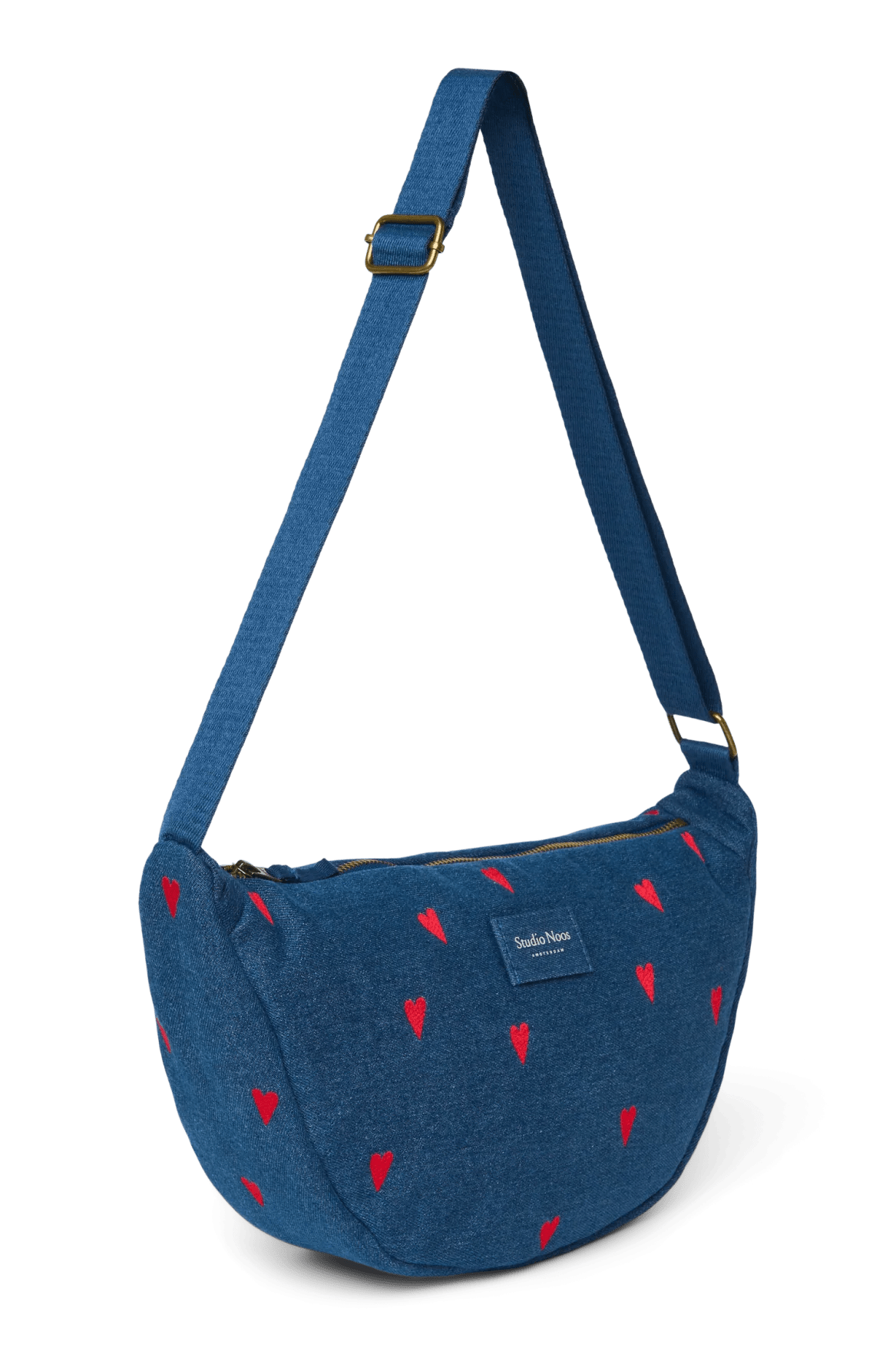 Crossbody ledvinka STUDIO NOOS Dark Blue Red Hearts Denim | Lavly.cz