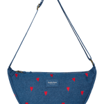 Crossbody ledvinka STUDIO NOOS Dark Blue Red Hearts Denim | Lavly.cz