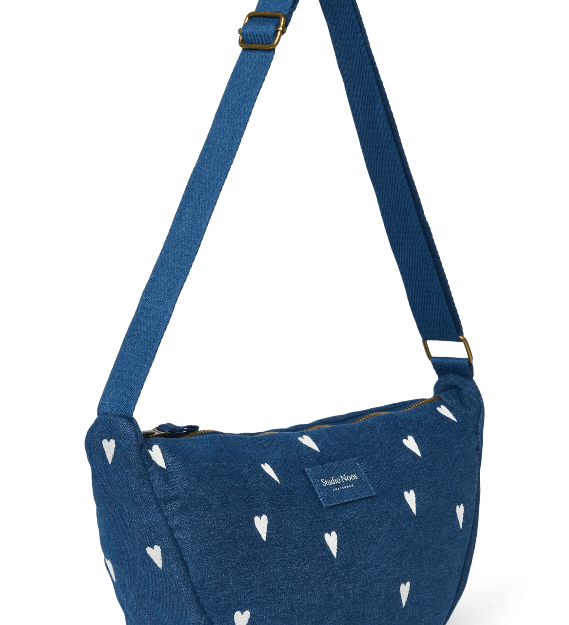 Crossbody ledvinka STUDIO NOOS Dark Blue White Hearts Denim | Lavly.cz
