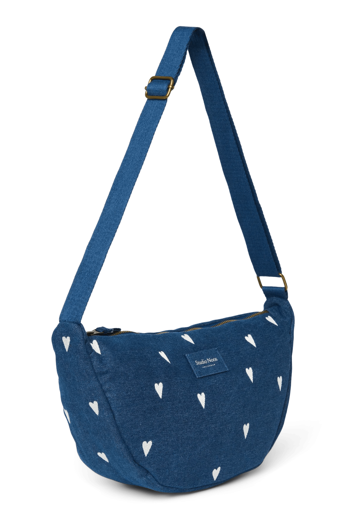 Crossbody ledvinka STUDIO NOOS Dark Blue White Hearts Denim | Lavly.cz