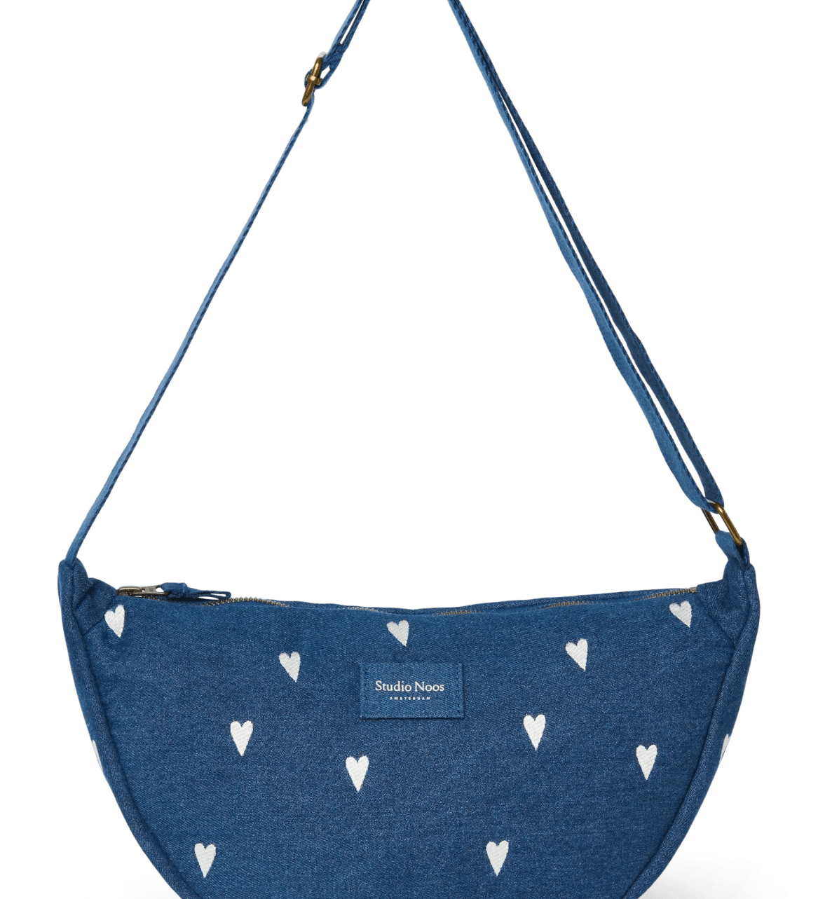 Crossbody ledvinka STUDIO NOOS Dark Blue White Hearts Denim | Lavly.cz