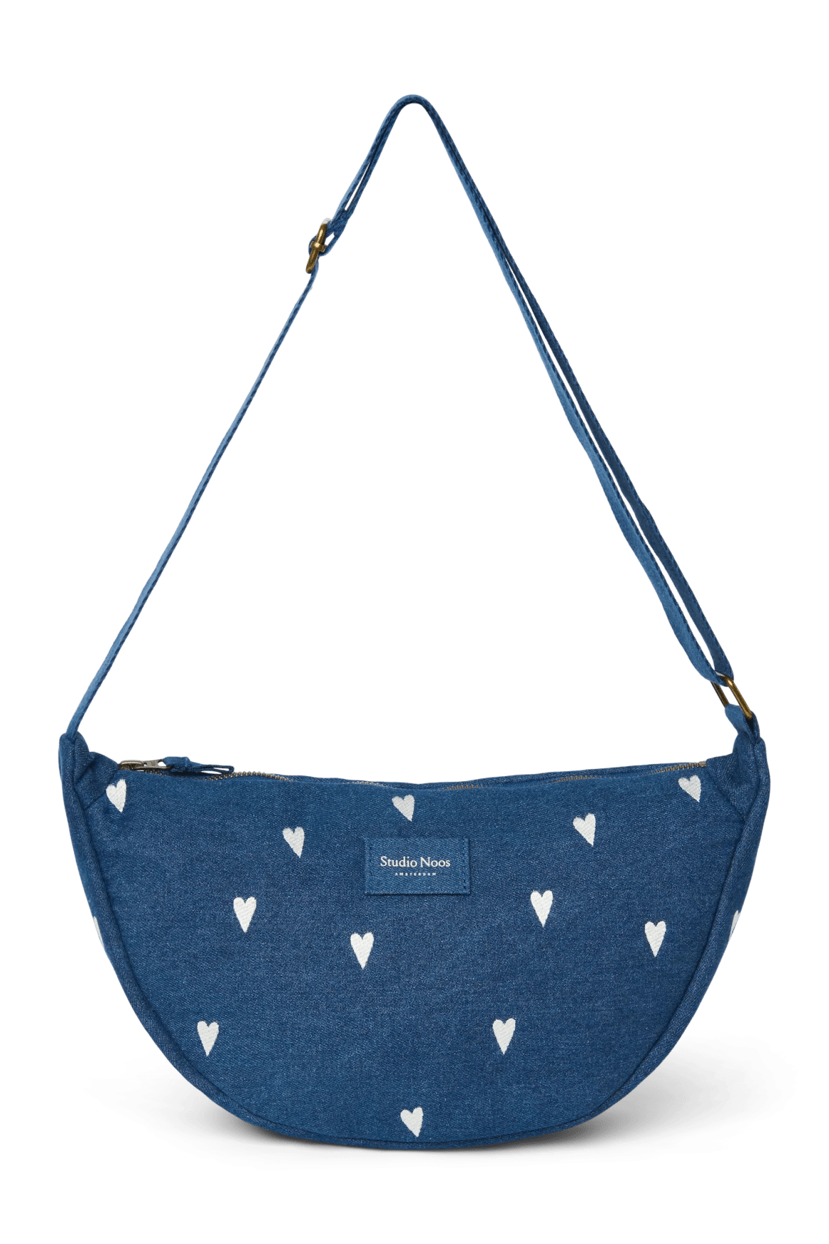 Crossbody ledvinka STUDIO NOOS Dark Blue White Hearts Denim | Lavly.cz