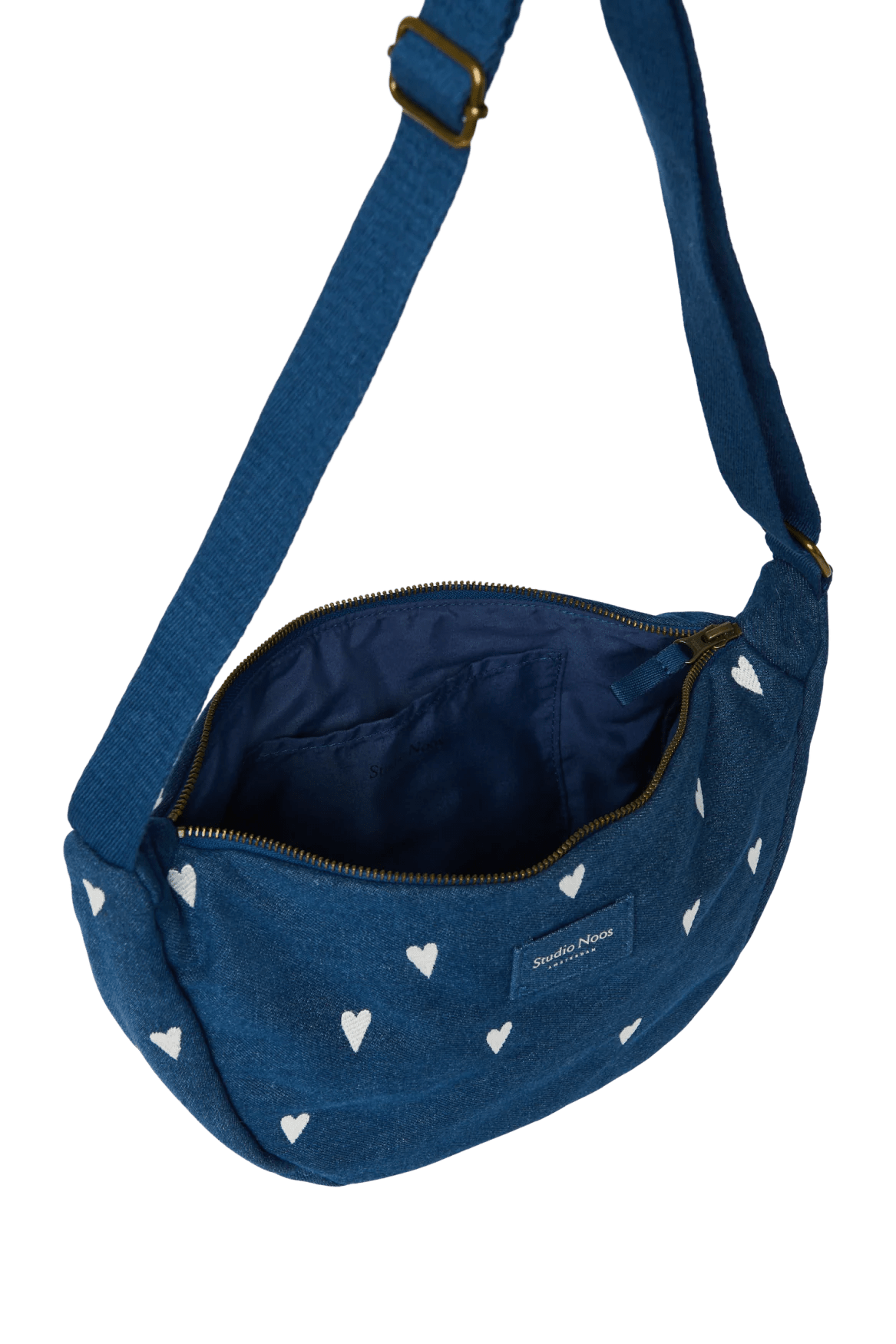 Crossbody ledvinka STUDIO NOOS Dark Blue White Hearts Denim | Lavly.cz
