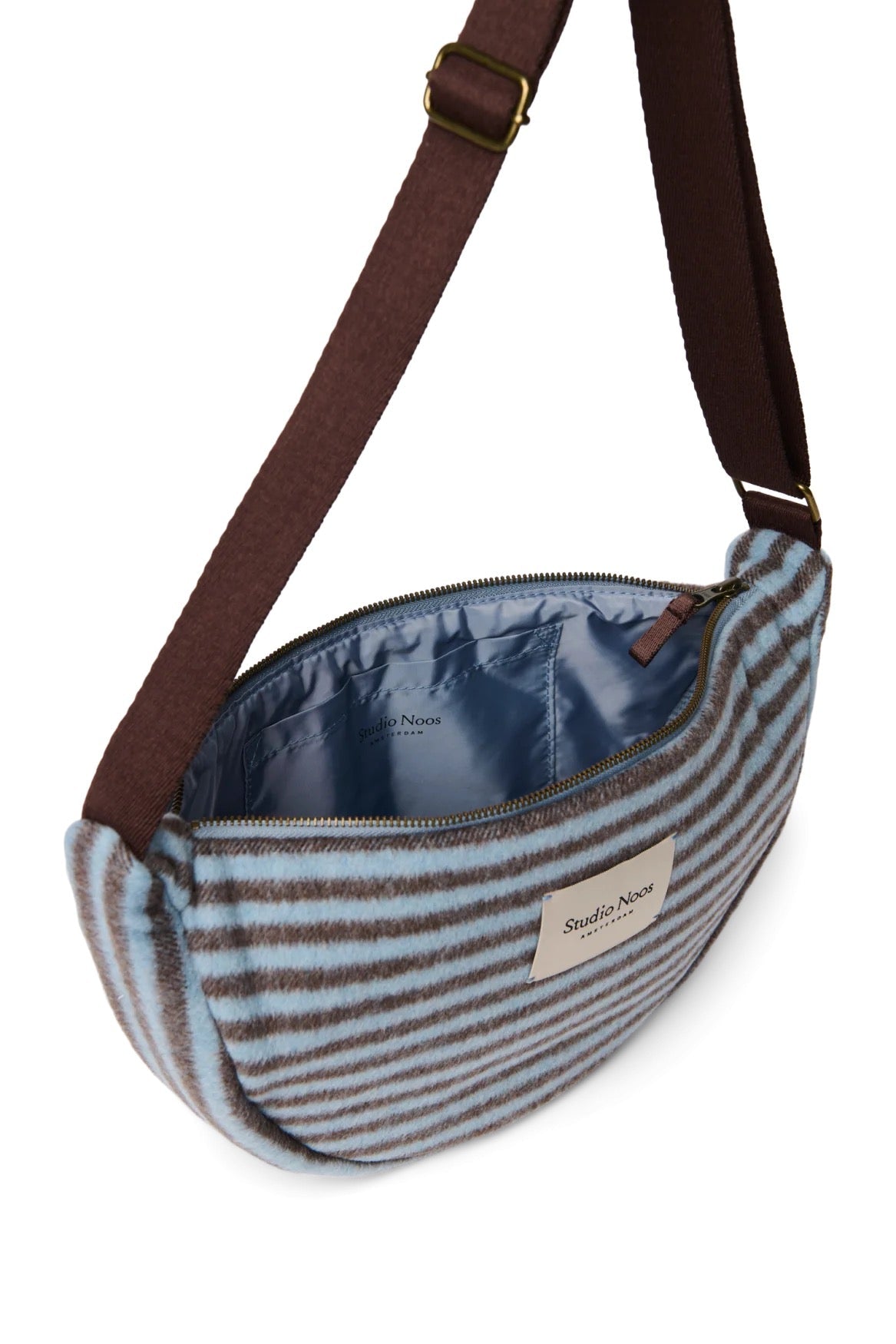 Crossbody ledvinka STUDIO NOOS Light Blue / Brown Stripy Wool | Lavly.cz