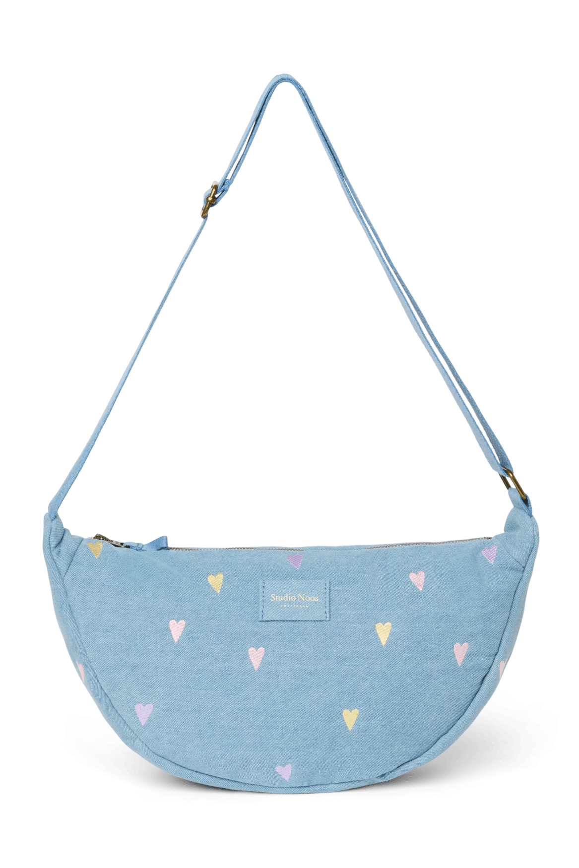 Crossbody ledvinka STUDIO NOOS Light Blue Hearts Denim | Lavly.cz