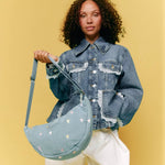 Crossbody ledvinka STUDIO NOOS Light Blue Hearts Denim | Lavly.cz