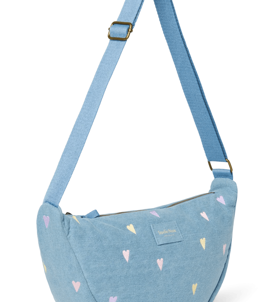 Crossbody ledvinka STUDIO NOOS Light Blue Hearts Denim | Lavly.cz