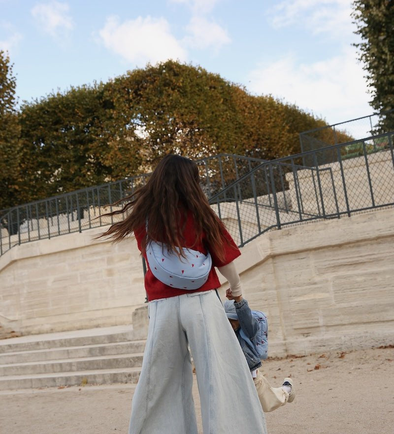 Crossbody ledvinka STUDIO NOOS Light Blue Hearts Puffy | Lavly.cz