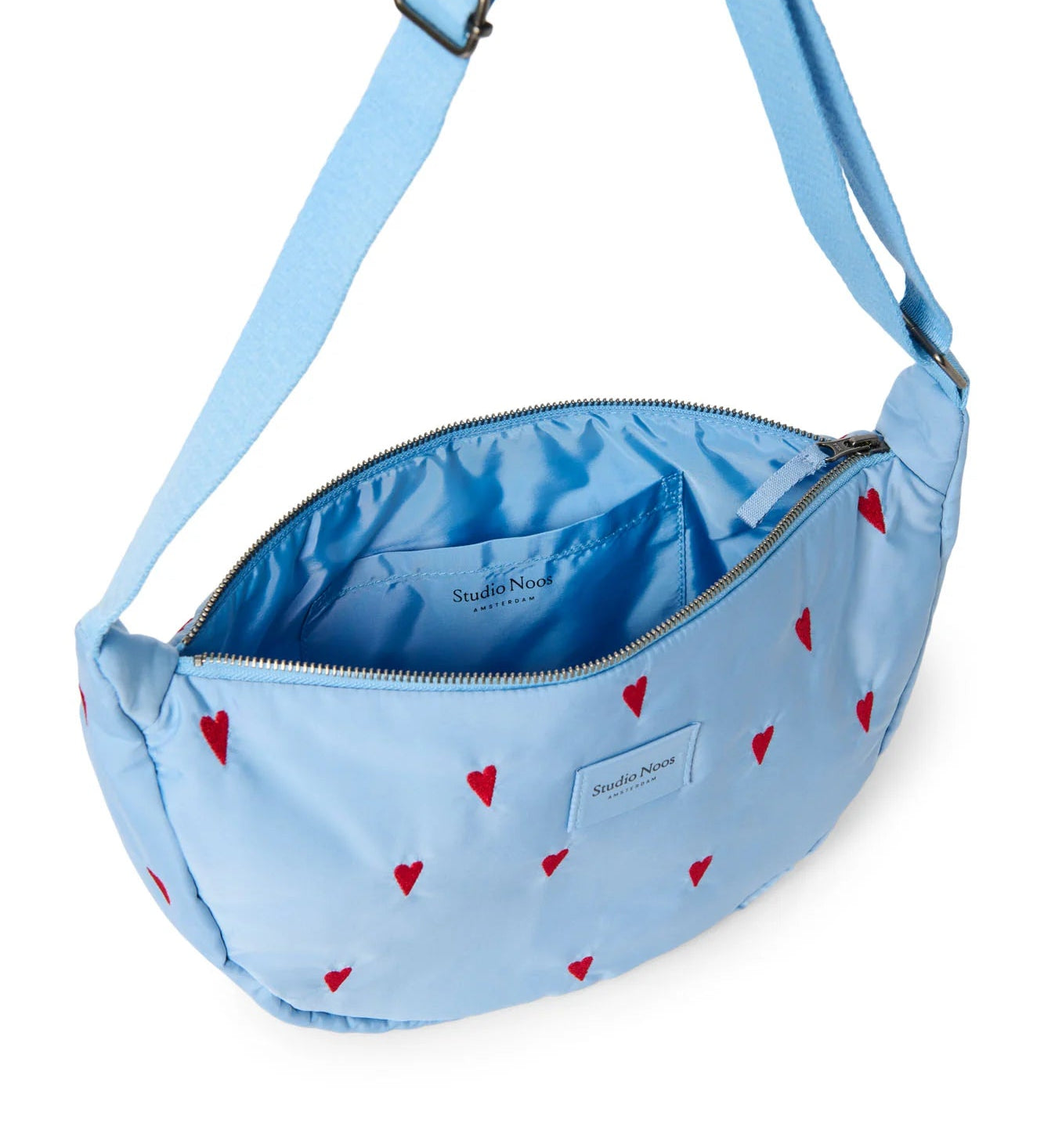 Crossbody ledvinka STUDIO NOOS Light Blue Hearts Puffy | Lavly.cz