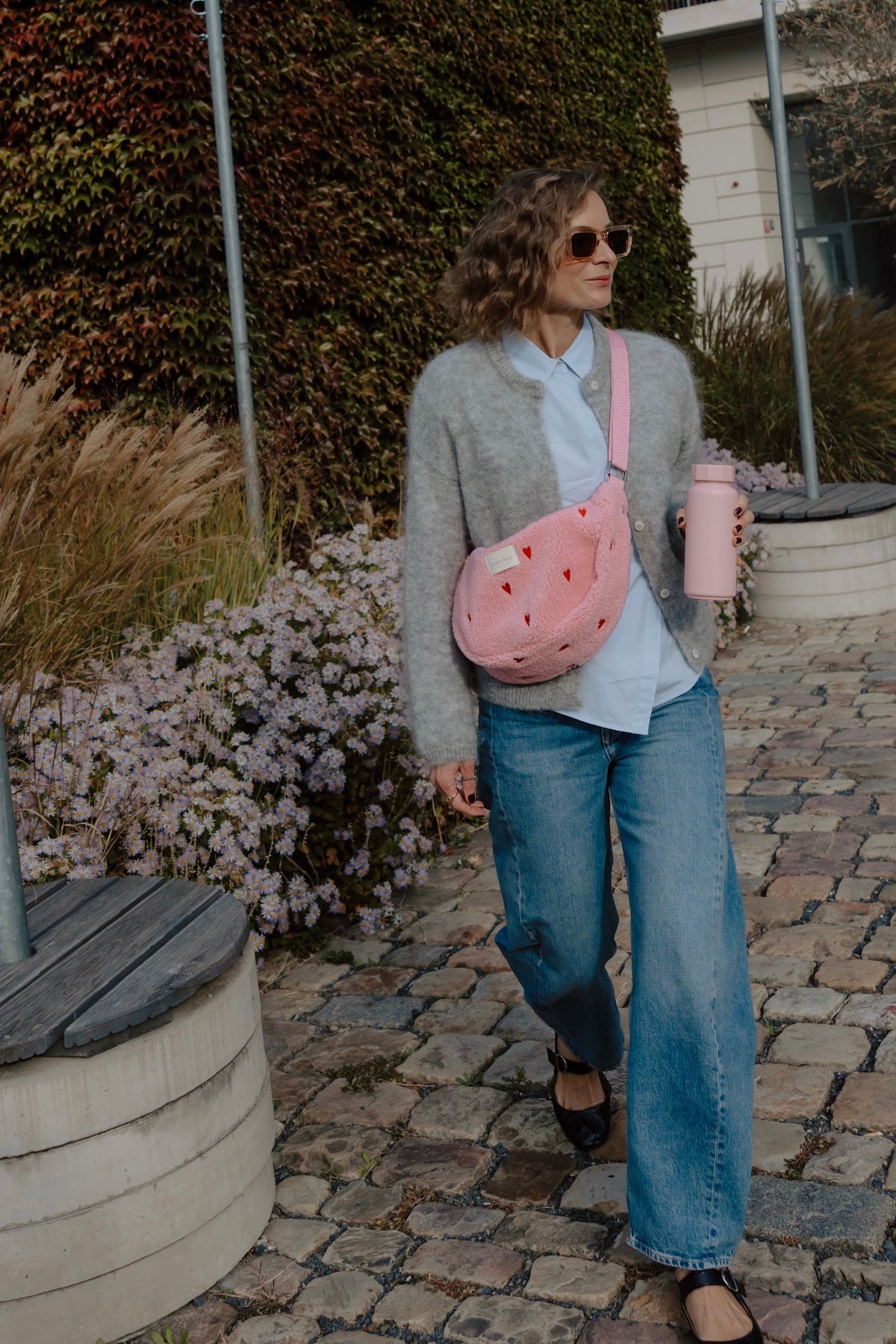 Crossbody ledvinka STUDIO NOOS Light Pink Teddy Hearts | Lavly.cz
