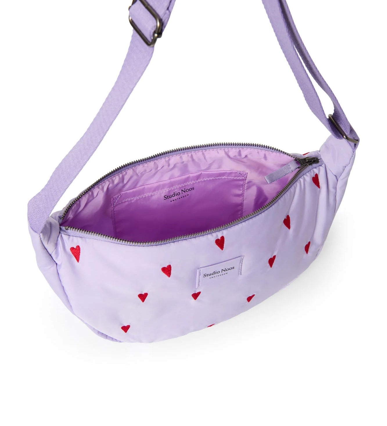 Crossbody ledvinka STUDIO NOOS Purple Hearts Puffy | Lavly.cz