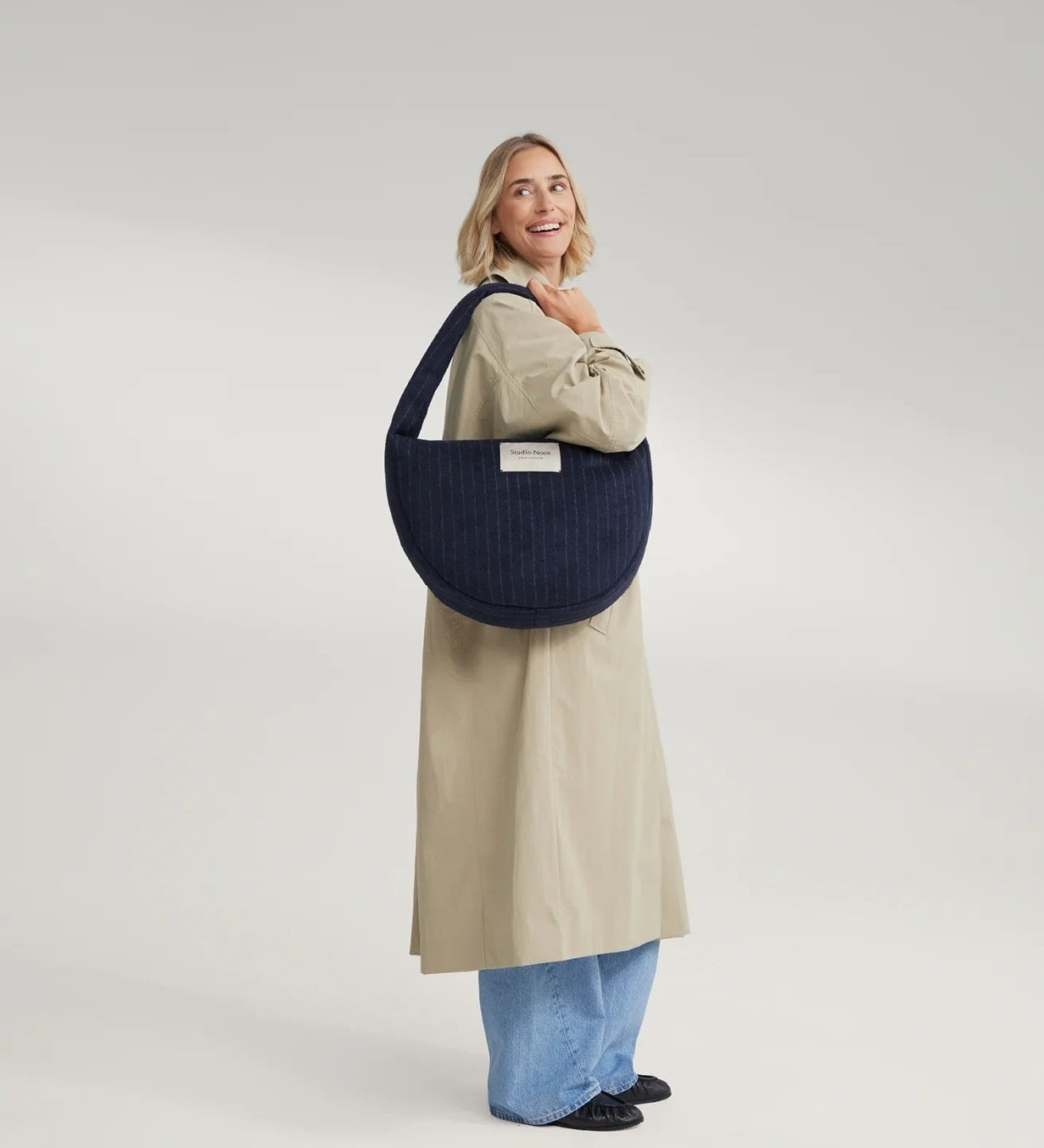 Crossbody taška STUDIO NOOS Dark Blue Flannel Chalkstripe | Lavly.cz