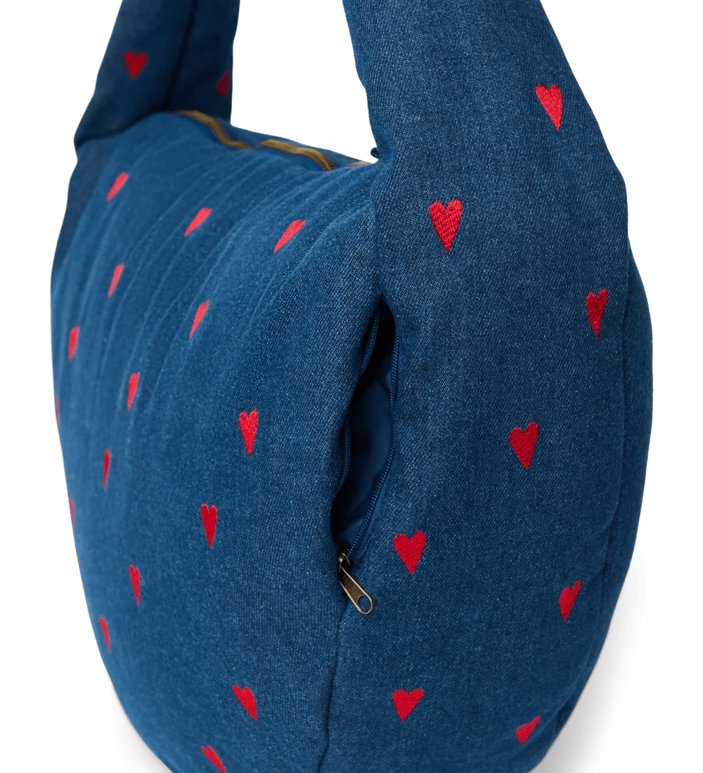 Crossbody taška STUDIO NOOS Dark Blue Red Hearts Denim | Lavly.cz