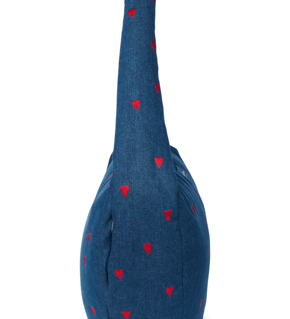 Crossbody taška STUDIO NOOS Dark Blue Red Hearts Denim | Lavly.cz