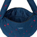 Crossbody taška STUDIO NOOS Dark Blue Red Hearts Denim | Lavly.cz