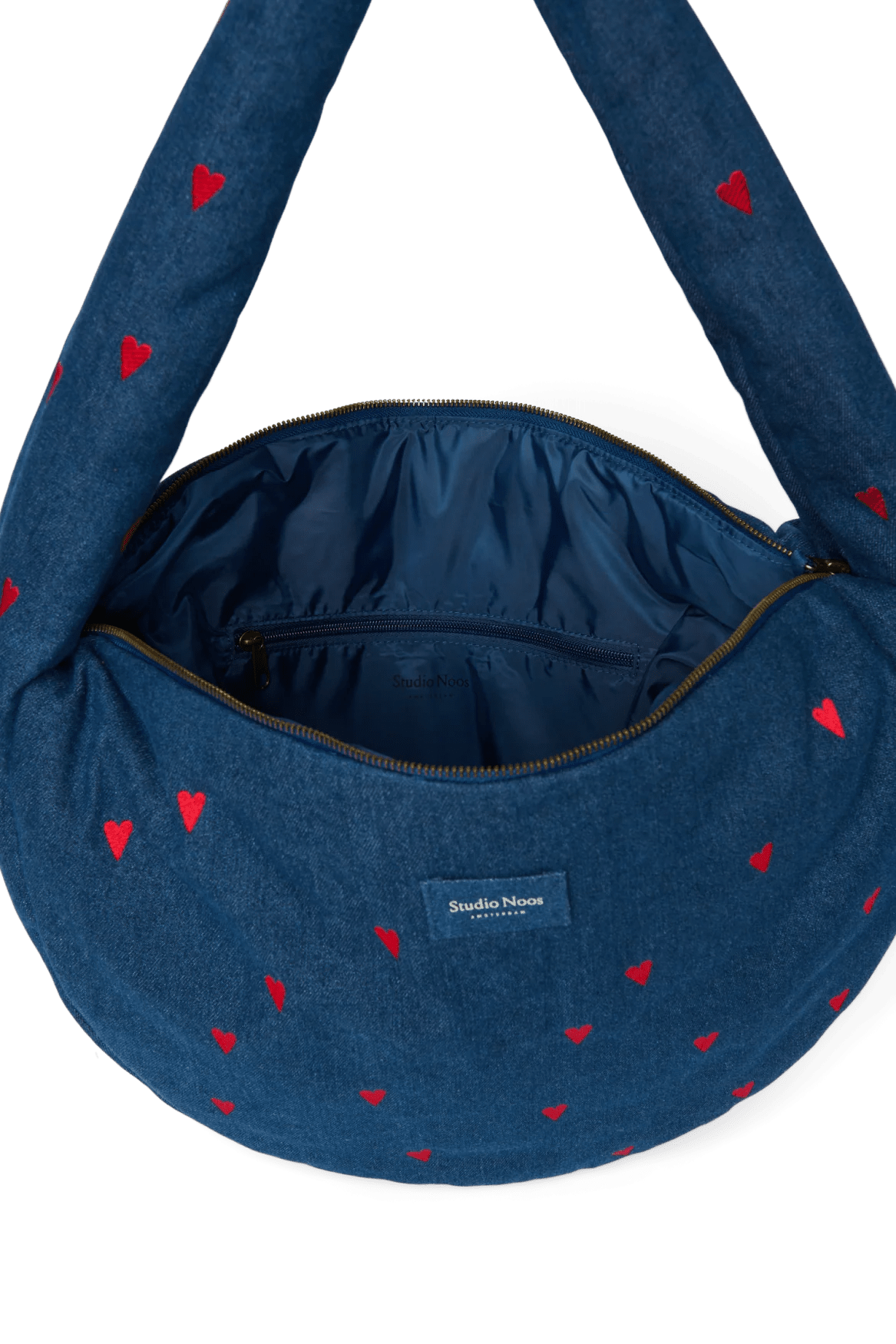 Crossbody taška STUDIO NOOS Dark Blue Red Hearts Denim | Lavly.cz