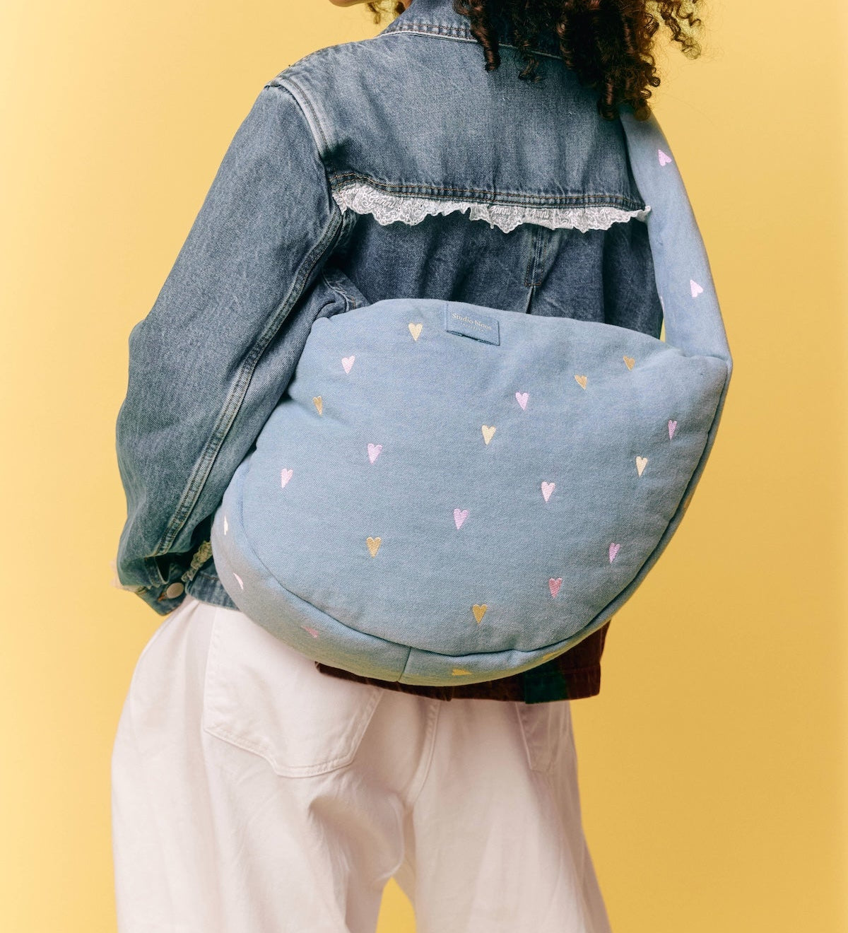 Crossbody taška STUDIO NOOS Light Blue Hearts Denim | Lavly.cz