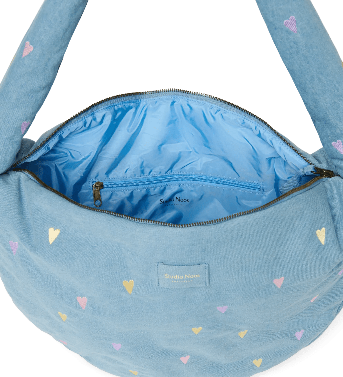 Crossbody taška STUDIO NOOS Light Blue Hearts Denim | Lavly.cz