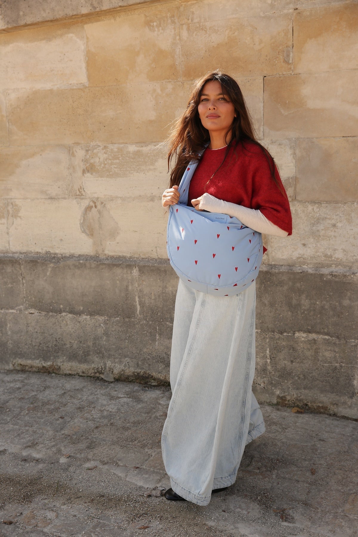 Crossbody taška STUDIO NOOS Light Blue Hearts Puffy | Lavly.cz