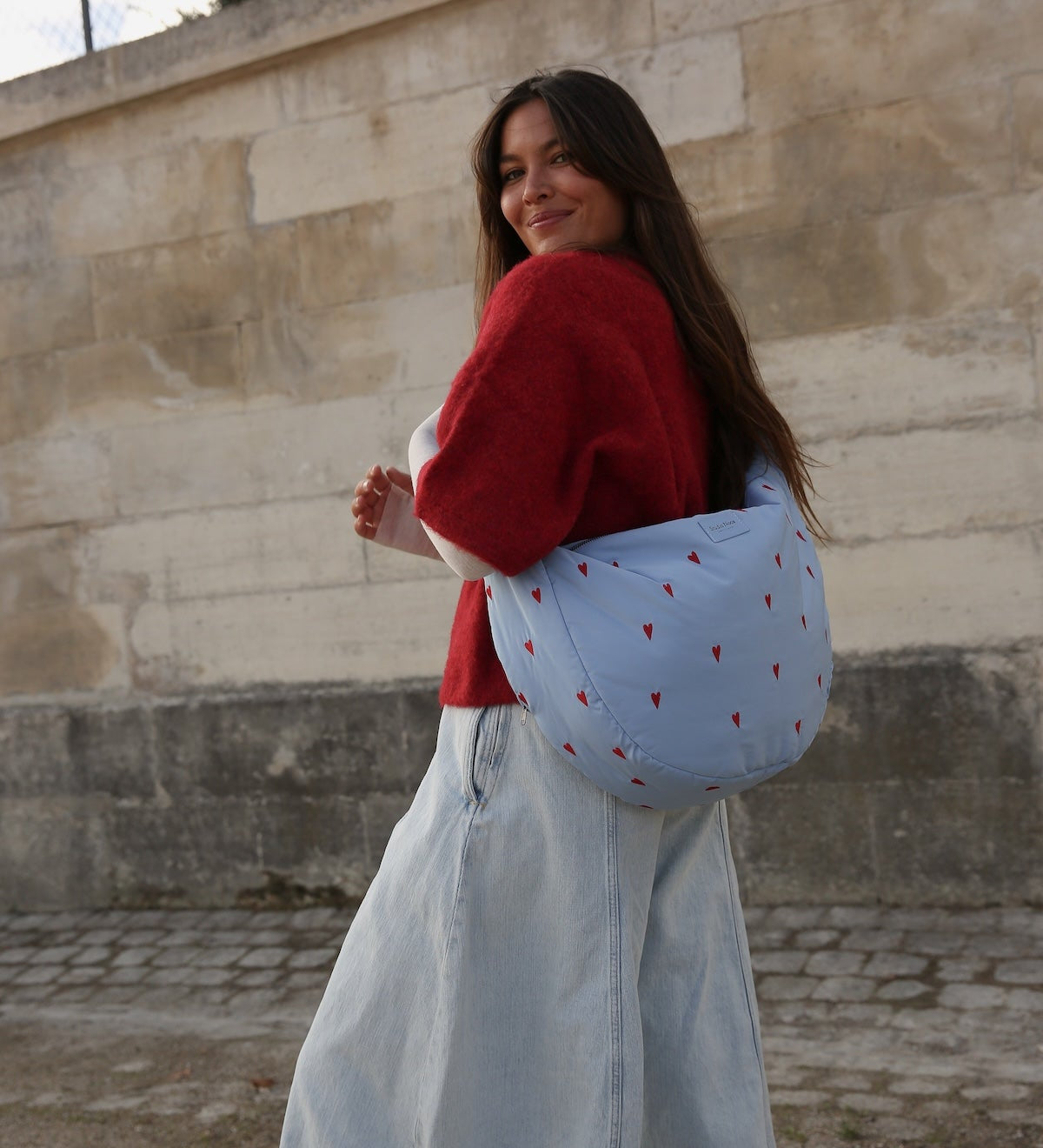 Crossbody taška STUDIO NOOS Light Blue Hearts Puffy | Lavly.cz