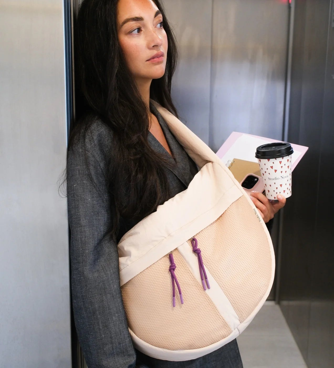 Crossbody taška STUDIO NOOS Oatmeal Patchwork | Lavly.cz
