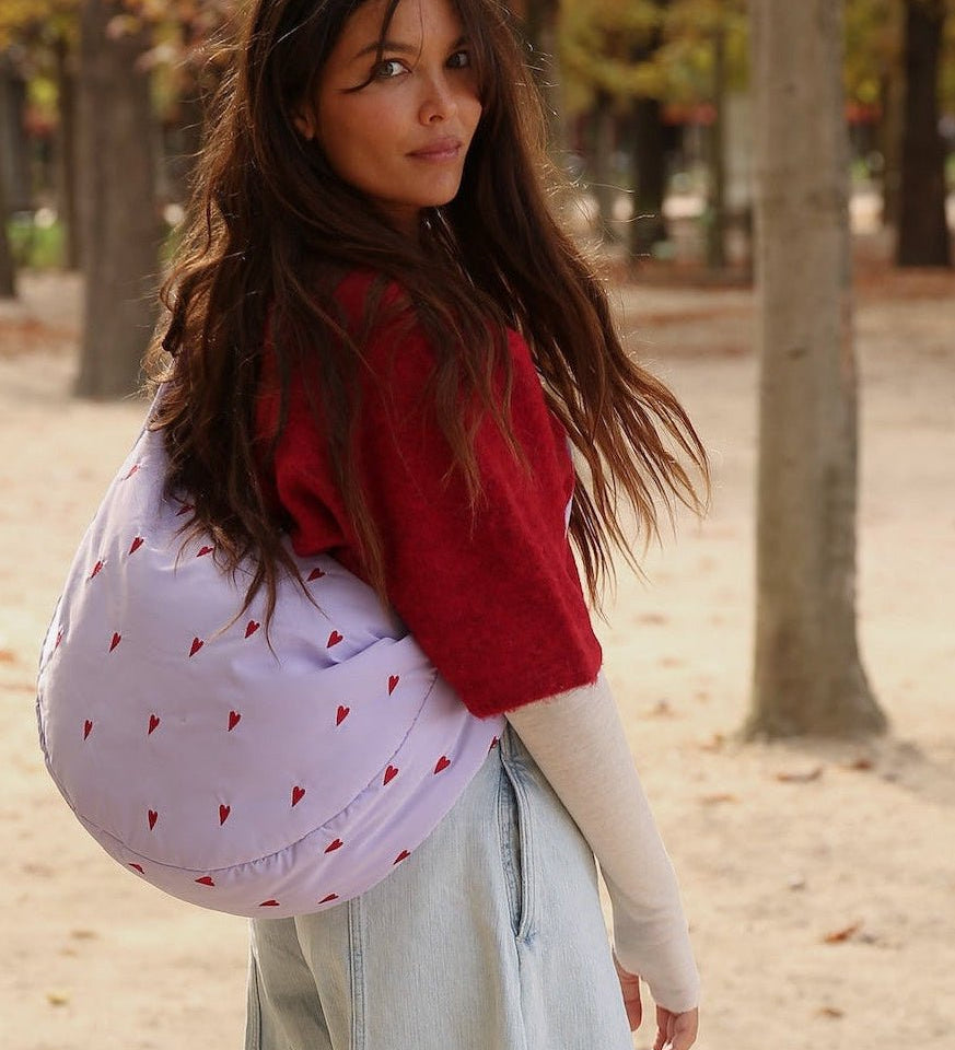 Crossbody taška STUDIO NOOS Purple Hearts Puffy | Lavly.cz