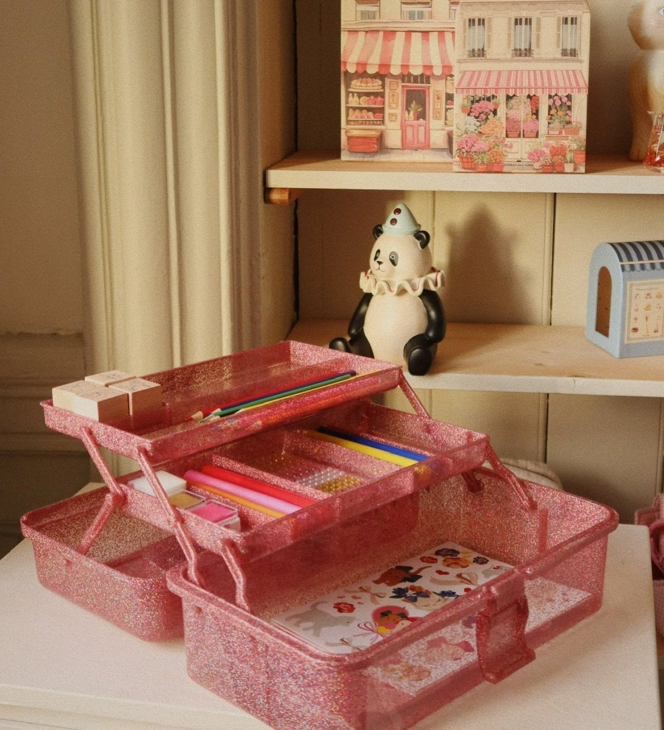 Kreativní kufřík na tvoření – organizér KONGES SLOJD Glitter Rose | Stylové doplňky pro děti a ženy | Lavly.cz