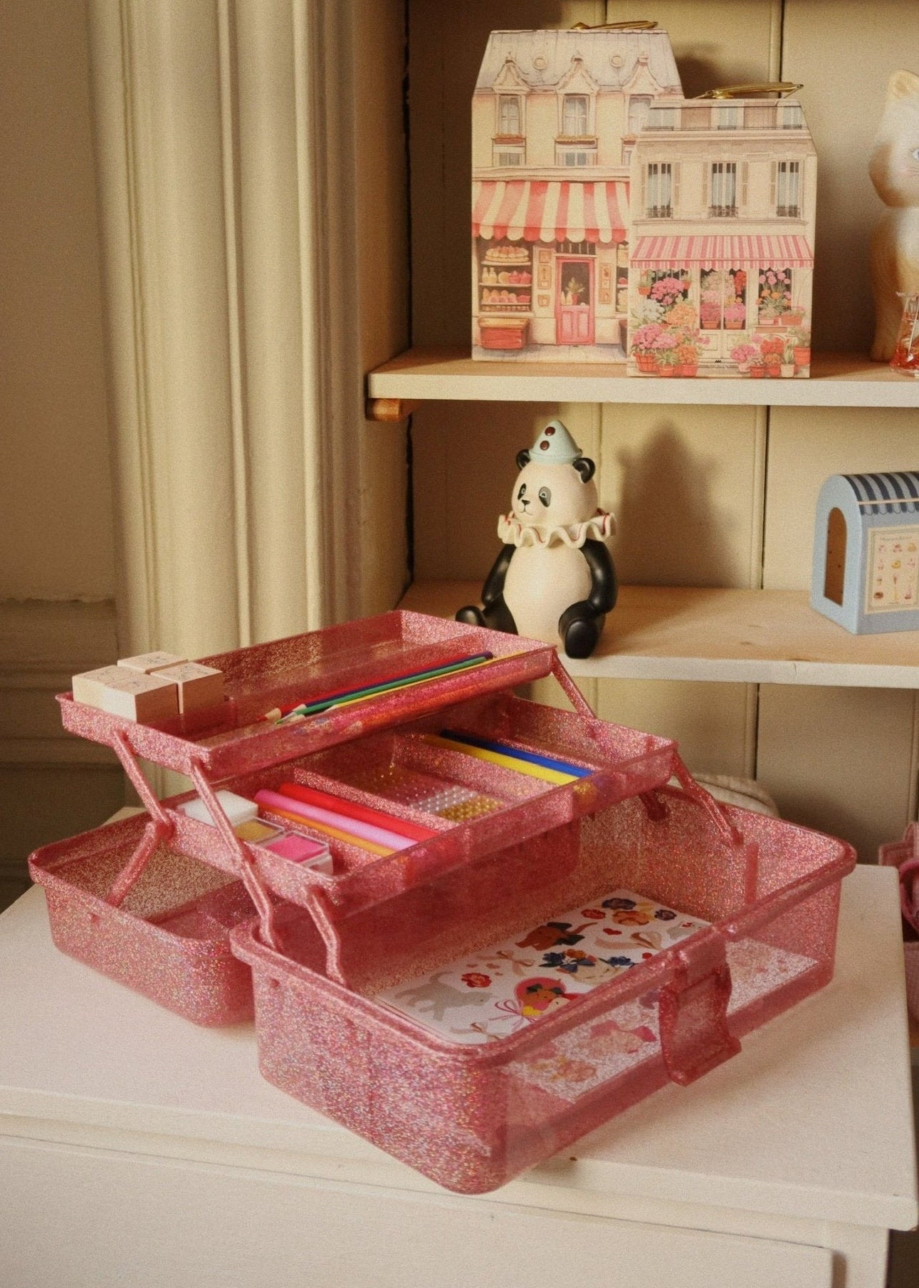 Kreativní kufřík na tvoření – organizér KONGES SLOJD Glitter Rose | Stylové doplňky pro děti a ženy | Lavly.cz