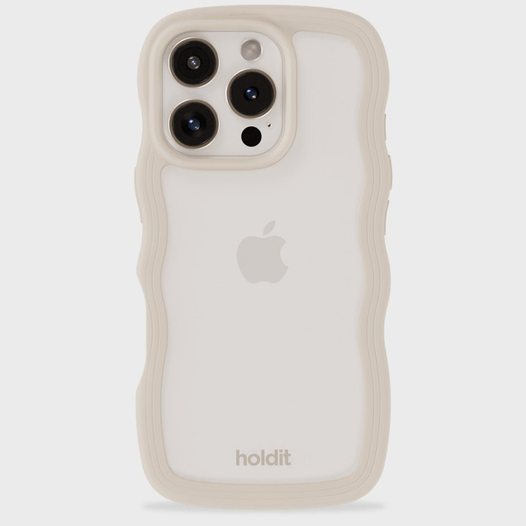 Kryt na iPhone HOLDIT Wavy Light Beige / Transparent | Lavly.cz