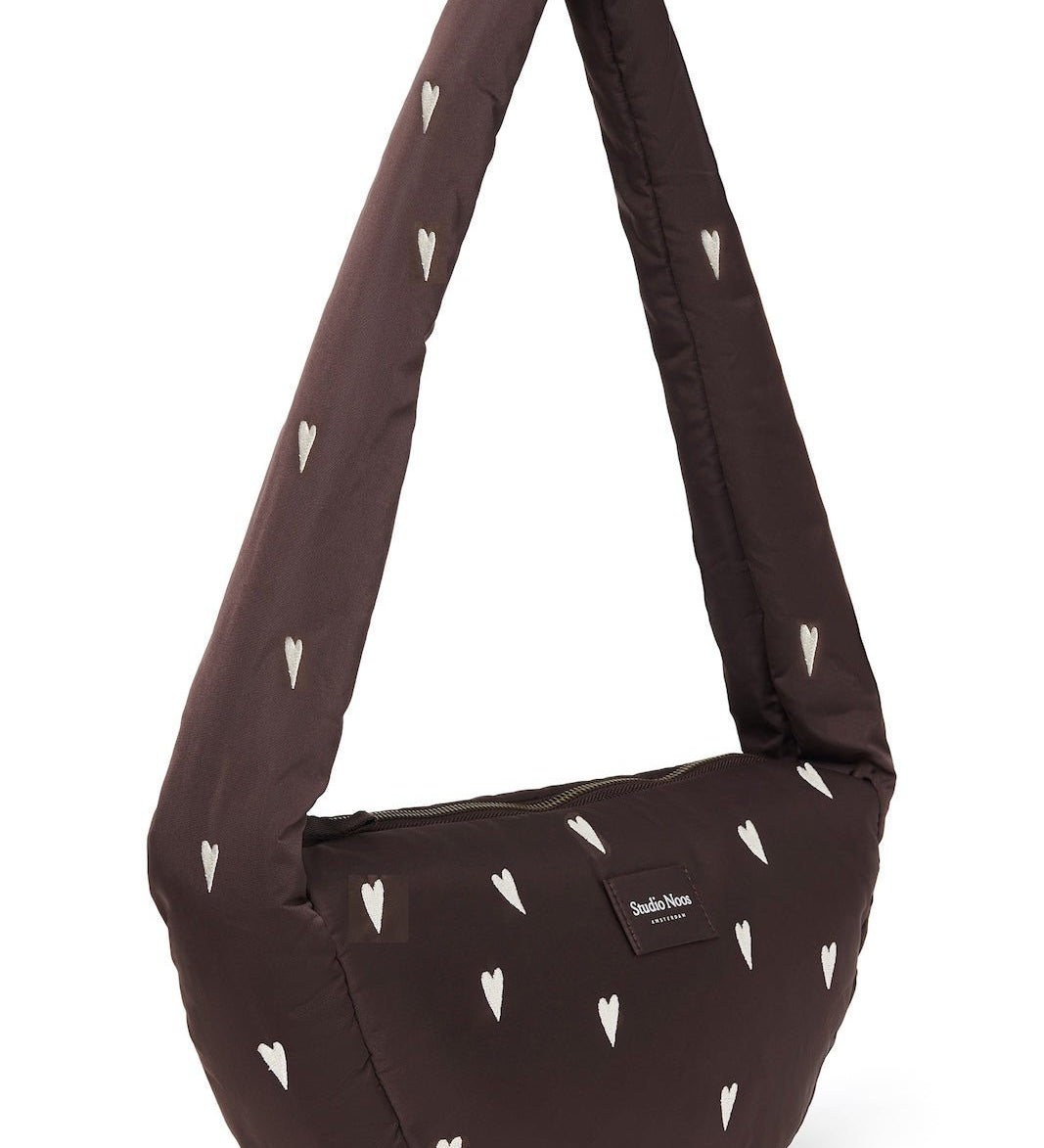 Mini crossbody taška STUDIO NOOS Brown Hearts Puffy | Lavly.cz