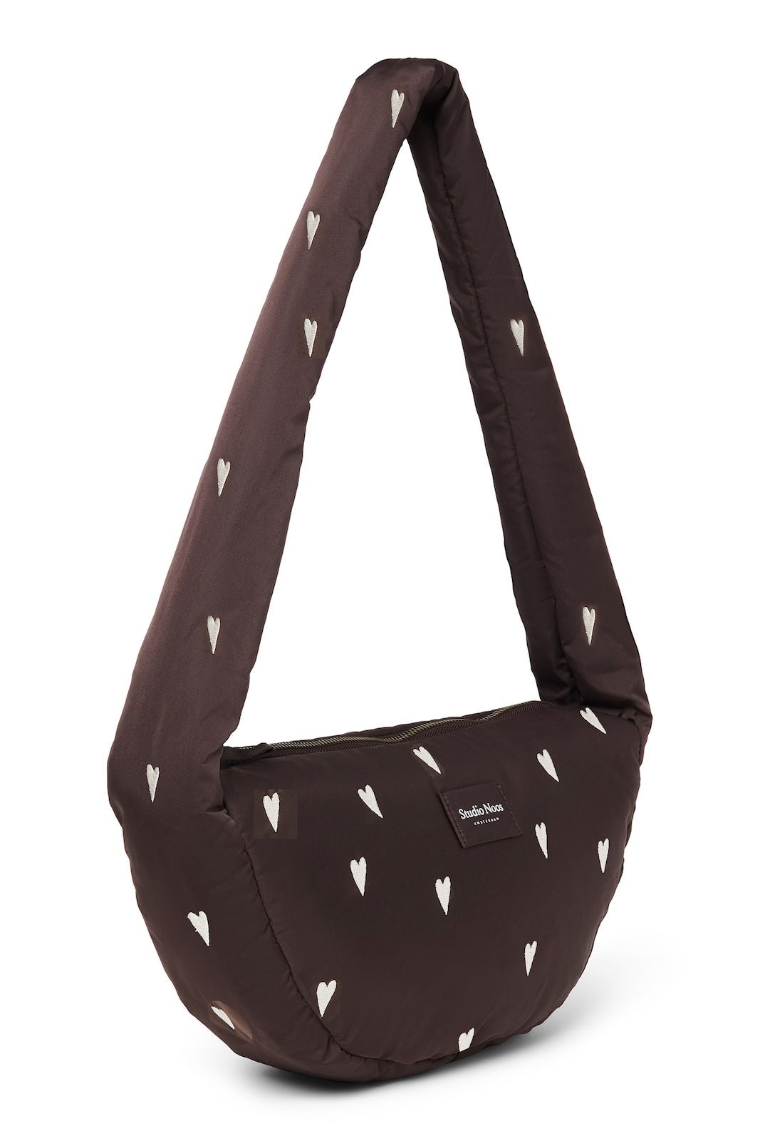 Mini crossbody taška STUDIO NOOS Brown Hearts Puffy | Lavly.cz