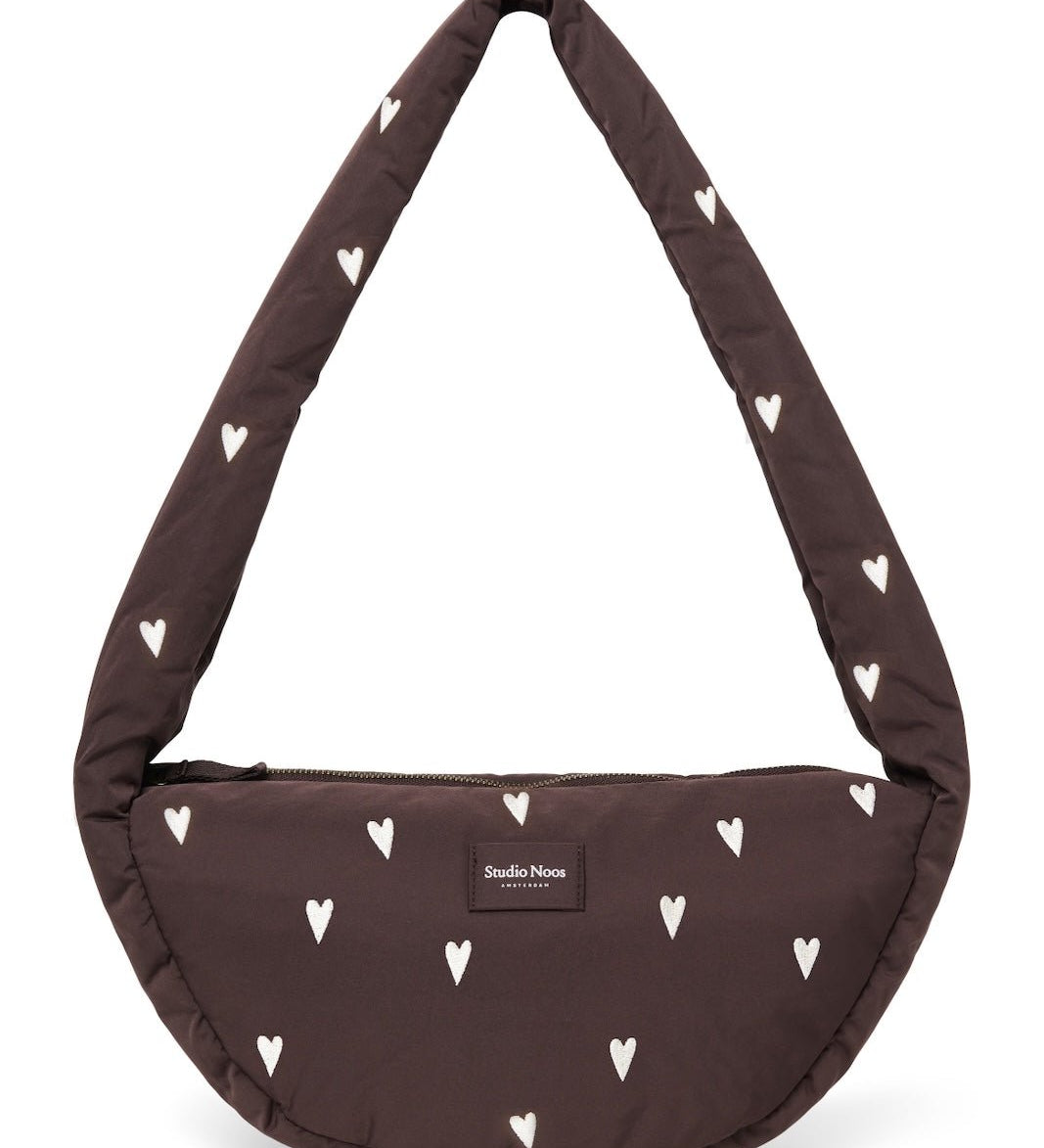Mini crossbody taška STUDIO NOOS Brown Hearts Puffy | Lavly.cz