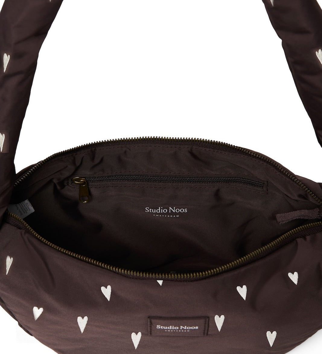 Mini crossbody taška STUDIO NOOS Brown Hearts Puffy | Lavly.cz