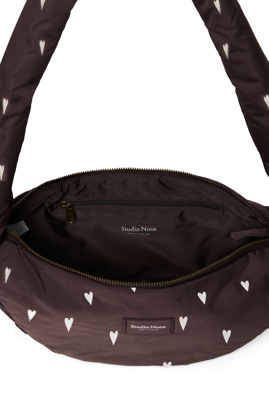 Mini crossbody taška STUDIO NOOS Brown Hearts Puffy | Lavly.cz