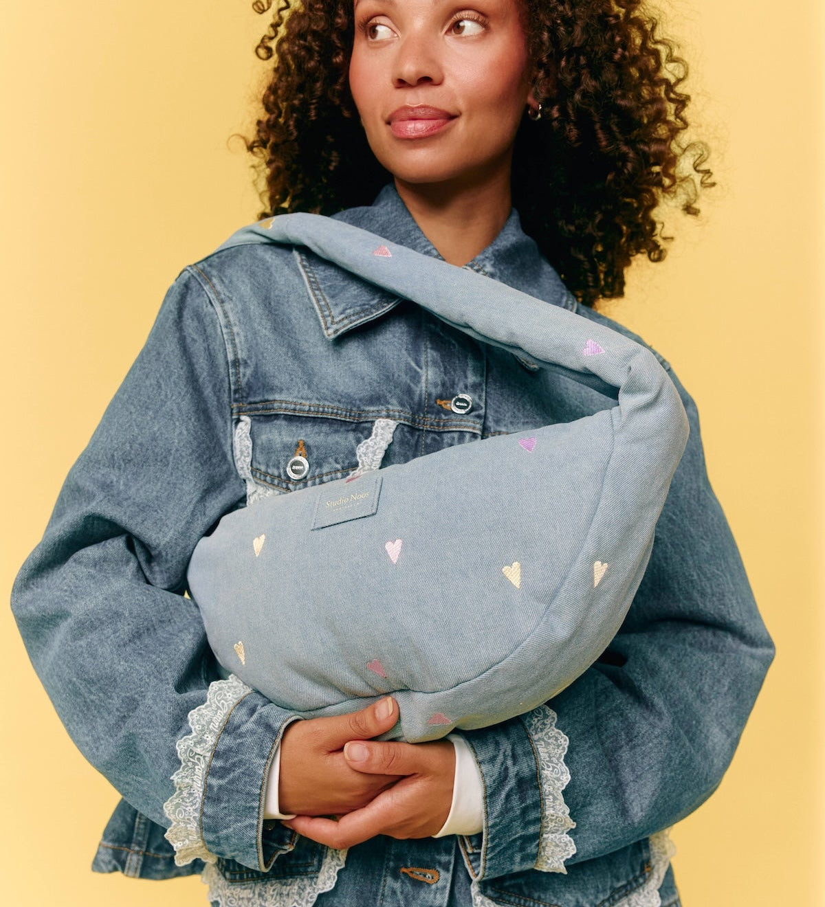Mini crossbody taška STUDIO NOOS Light Blue Hearts Denim | Lavly.cz